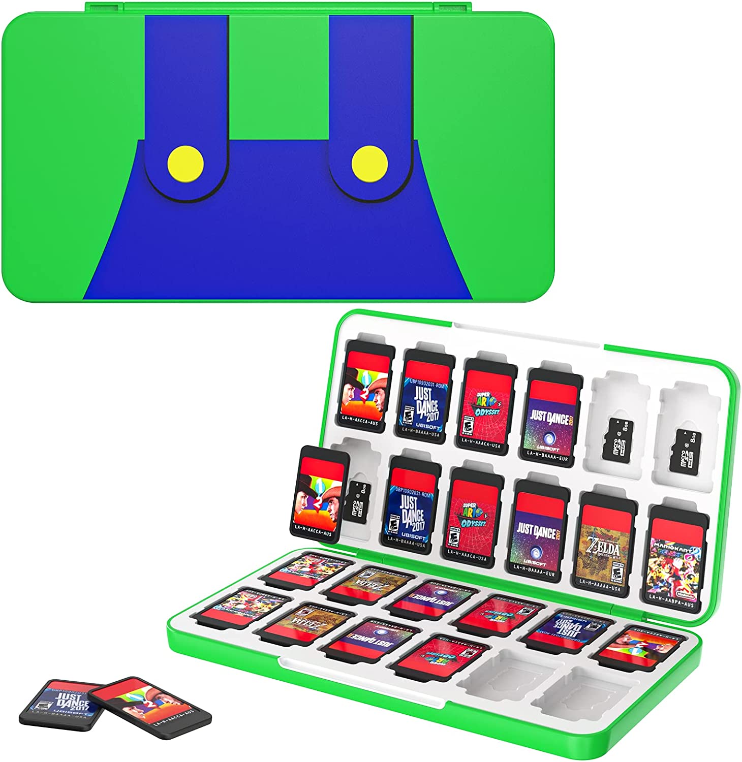 MoKo 24 Game Card Case Compatible with Nintendo Switch OLED 2021/Switch/Switch Lite, Switch Games Holder case for Switch Game Card & SD Card, Slim & Portable Game Card Storage Box, Mario Red