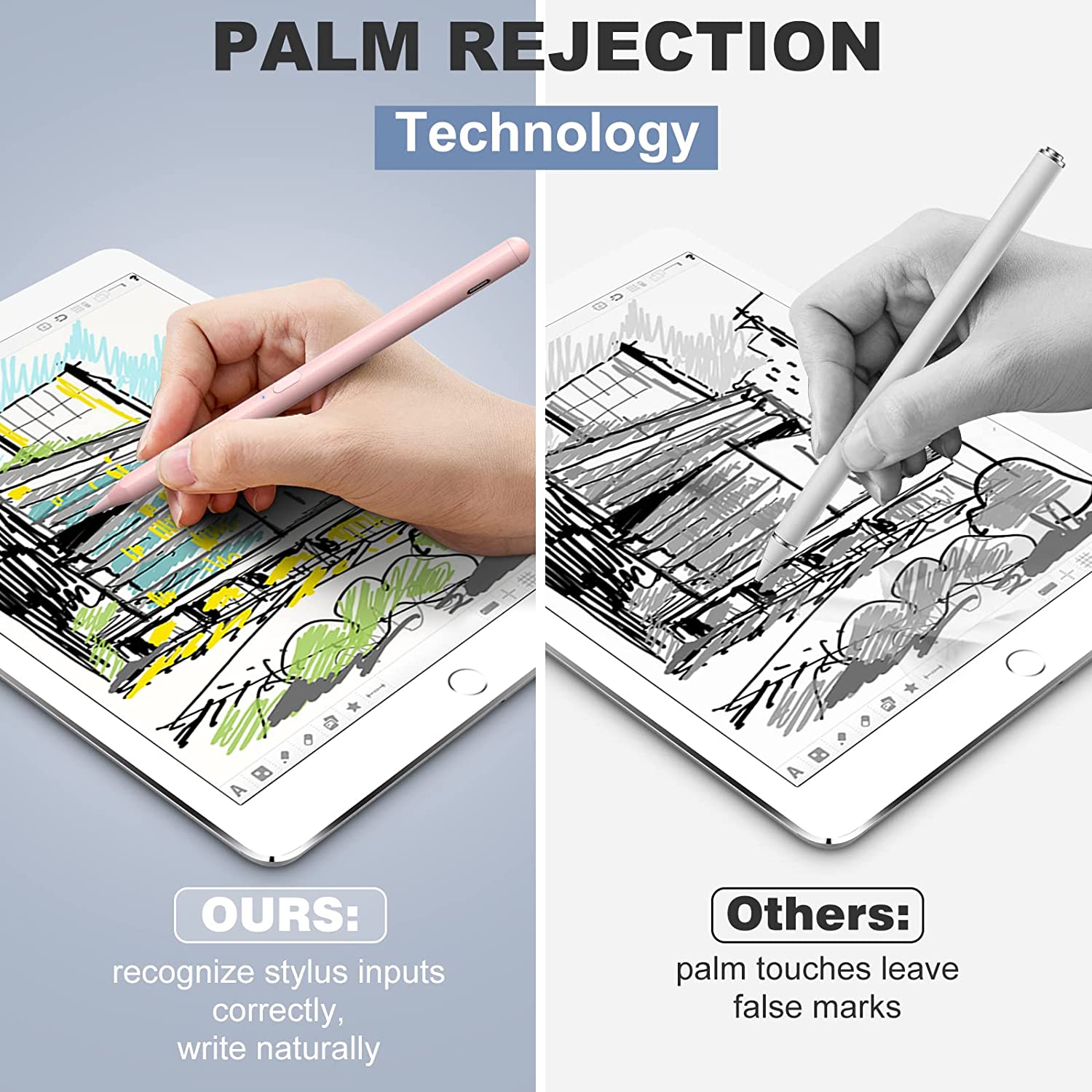 MoKo Stylus Pen for iPad with Palm Rejection, iPad Pencil for 2018-2022 Apple iPad 9th 8th 7th 6th Generation iPad Air 5th 4th 3rd Gen iPad Pro 11-12.9 Inch iPad Mini 6th 5th Gen,Tilt & Magnetic, Pink