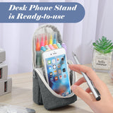 MoKo Standing Pencil Case, Spacious Pen Holder Polyester Stand Up Pencil Pouch Stationery Organizer School Supplies Storage with Zipper for School Office College Teen Student, Gray