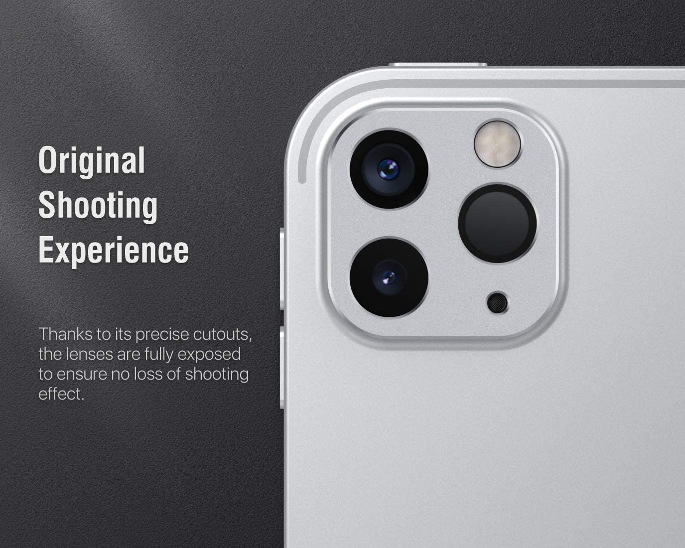 MoKo 2-Pack Camera Lens Protector Fit iPad Pro 12.9 2021/2020 / iPad Pro 11 2021/2020Metal Frame Aluminum Alloy Sticker, Scratch-Resistant Plate Panel Rear Camera Protective Shield - Black & Silver