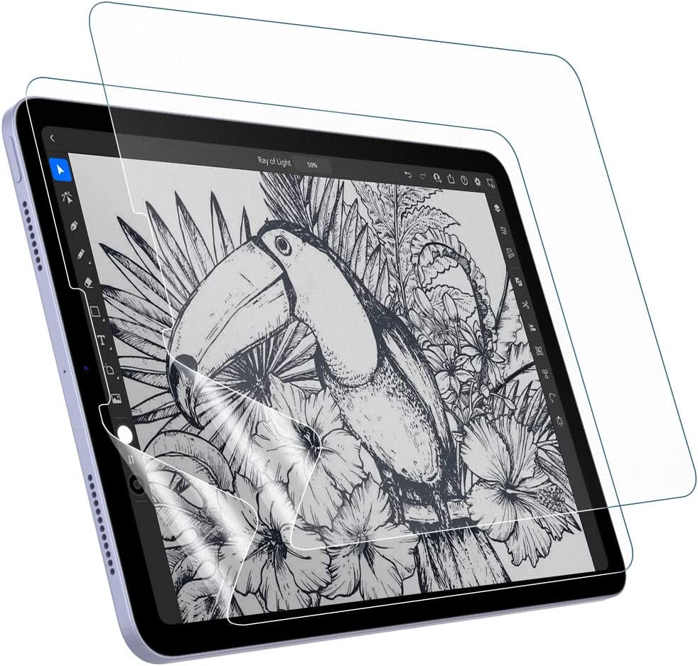 MoKo 2-Pack Paper Feeling Matte Screen Protector Fit iPad Air 5th/4th Gen 10.9 2022/2020, iPad Pro 11 2018/2020/2021, Anti-Scratch Anti-Glare Bubble-Free PET Clear Film Support Apple Pencil,Matte