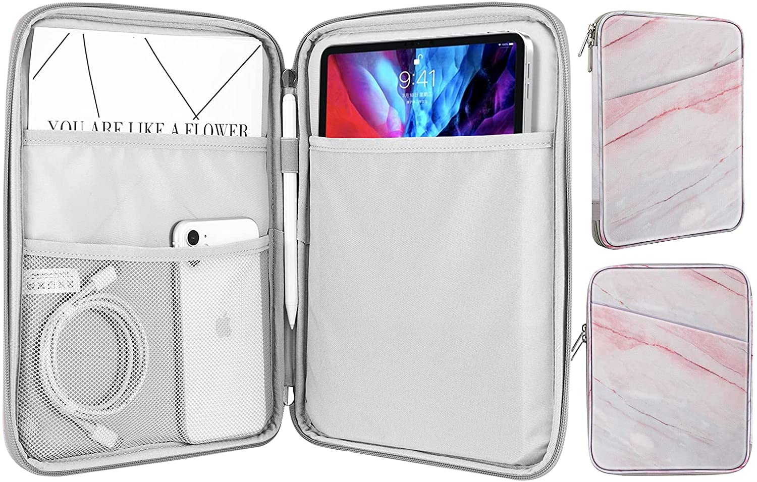 MoKo 8-9 Inch Tablet Sleeve, Fits iPad Mini 6 5/4/3/2/1, Galaxy Tab A7 Lite 8.7/Tab A 8.0/Tab A 8.4, Tab 8.0,Protective Sleeve Carrying Case with Slanted Pocket, Dark Gray