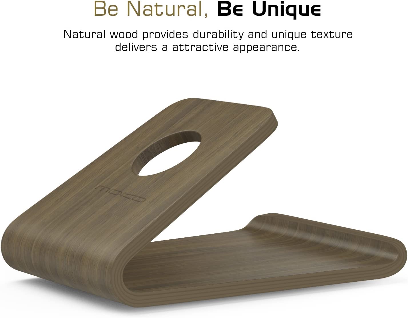 MoKo Wooden Cell Phone Stand, Smartphone Desktop Holder, Mobile Phone Holder Cradle, Fits with iPhone 13/13 Pro Max, iPhone 12 Pro Max/ 12 Pro Mini, iPad 9, iPad Mini 6, Galaxy S20 6.2", Walnut Color