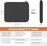 MoKo 8-9 Inch Tablet Sleeve, Fits iPad Mini 6 5/4/3/2/1, Galaxy Tab A7 Lite 8.7/Tab A 8.0/Tab A 8.4, Tab 8.0,Protective Sleeve Carrying Case with Slanted Pocket, Dark Gray
