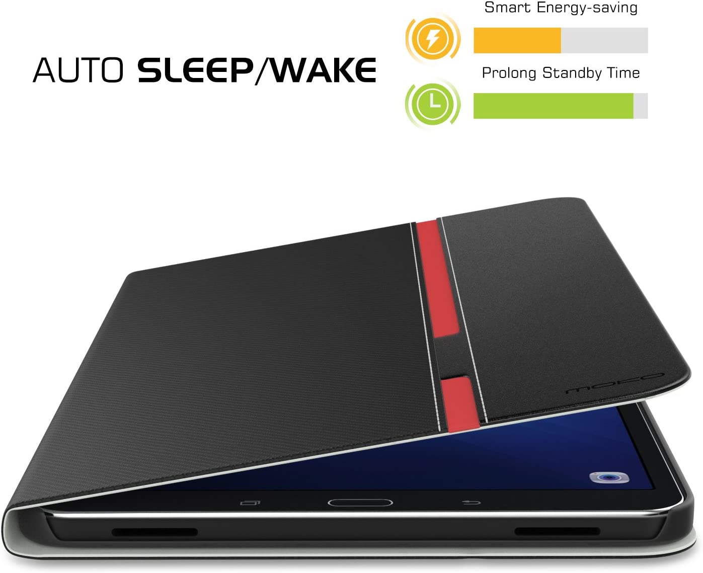 MoKo Case Fit Galaxy Tab A 10.1 2016, Lightweight Stand Scratch Proof Folio Cover Case Protector Holder w/Auto Wake Sleep for Galaxy Tab A 10.1 Inch Tablet (SM-T580/T585, No Pen Version), Black