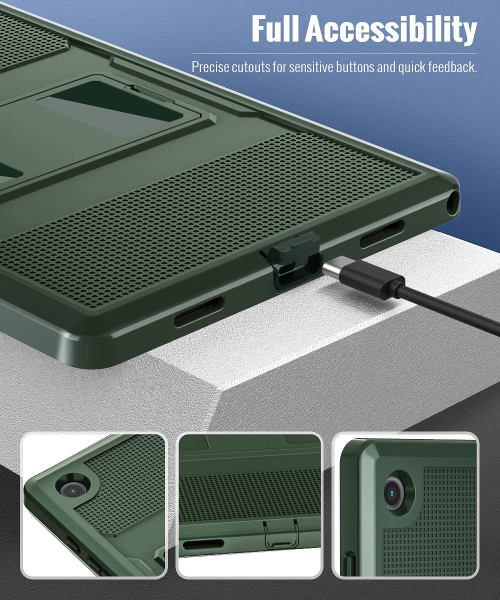 MoKo Case Fits Samsung Galaxy Tab A8 10.5 Inch 2022 (SM-X200/SM-X205/SM-X207), Shockproof Full Body Rugged Stand Back Cover Built-in Screen Protector Fit Galaxy Tab A8 10.5" 2022 Tablet, Green