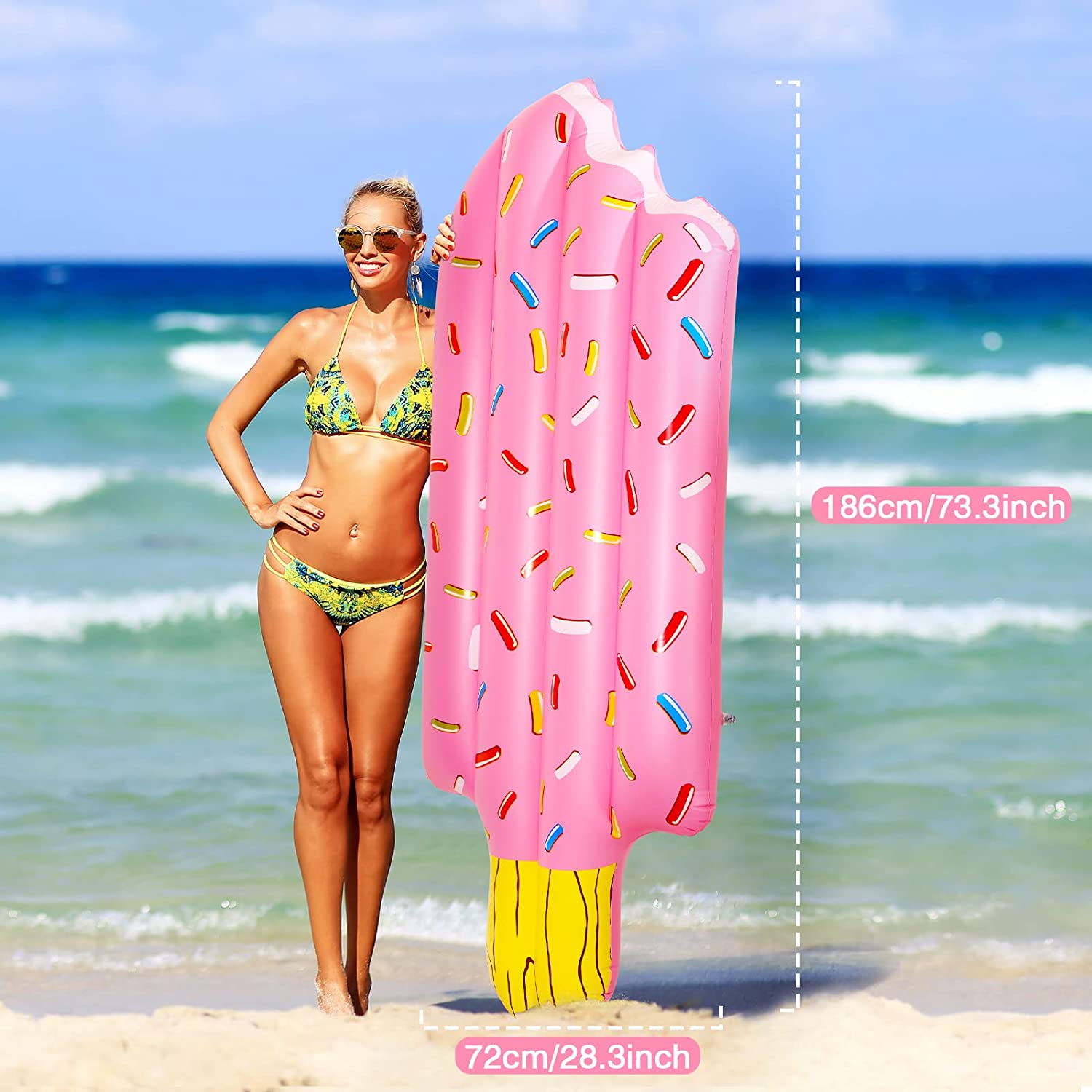MoKo Inflatable Pool Floats Adults Kids, Ice Cream Floating Row Popsicle Float Raft Swimming Pool Float Bed Summer Beach Lounger Water Fun Party Decorations Supply