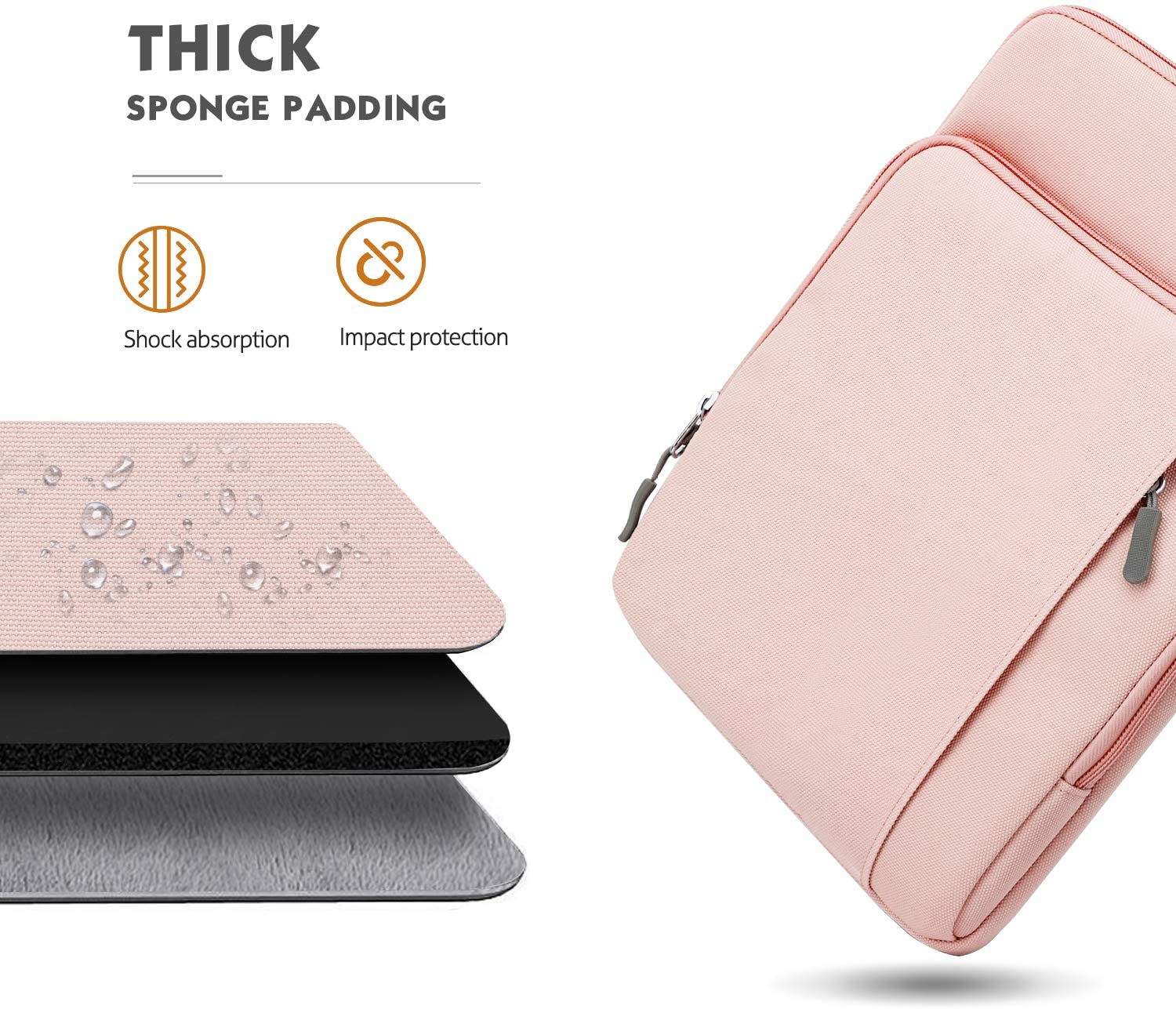 MoKo 12.9 Inch Tablet Sleeve Bag Carrying Case with Pockets Fits iPad Pro 12.9 2021/2020/2018,Surface Laptop Go 12.4",Galaxy Tab S8+ 12.4", Pink