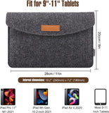 MoKo 9-11 Inch Felt Tablet Sleeve Bag Carrying Case Fits Tab S8 11", iPad Pro 11 2021-2018, iPad 9th 8th 7th Gen 10.2, iPad Air 4 10.9, iPad Air 3 10.5, iPad 9.7, Galaxy Tab A 10.1 - Dark Gray