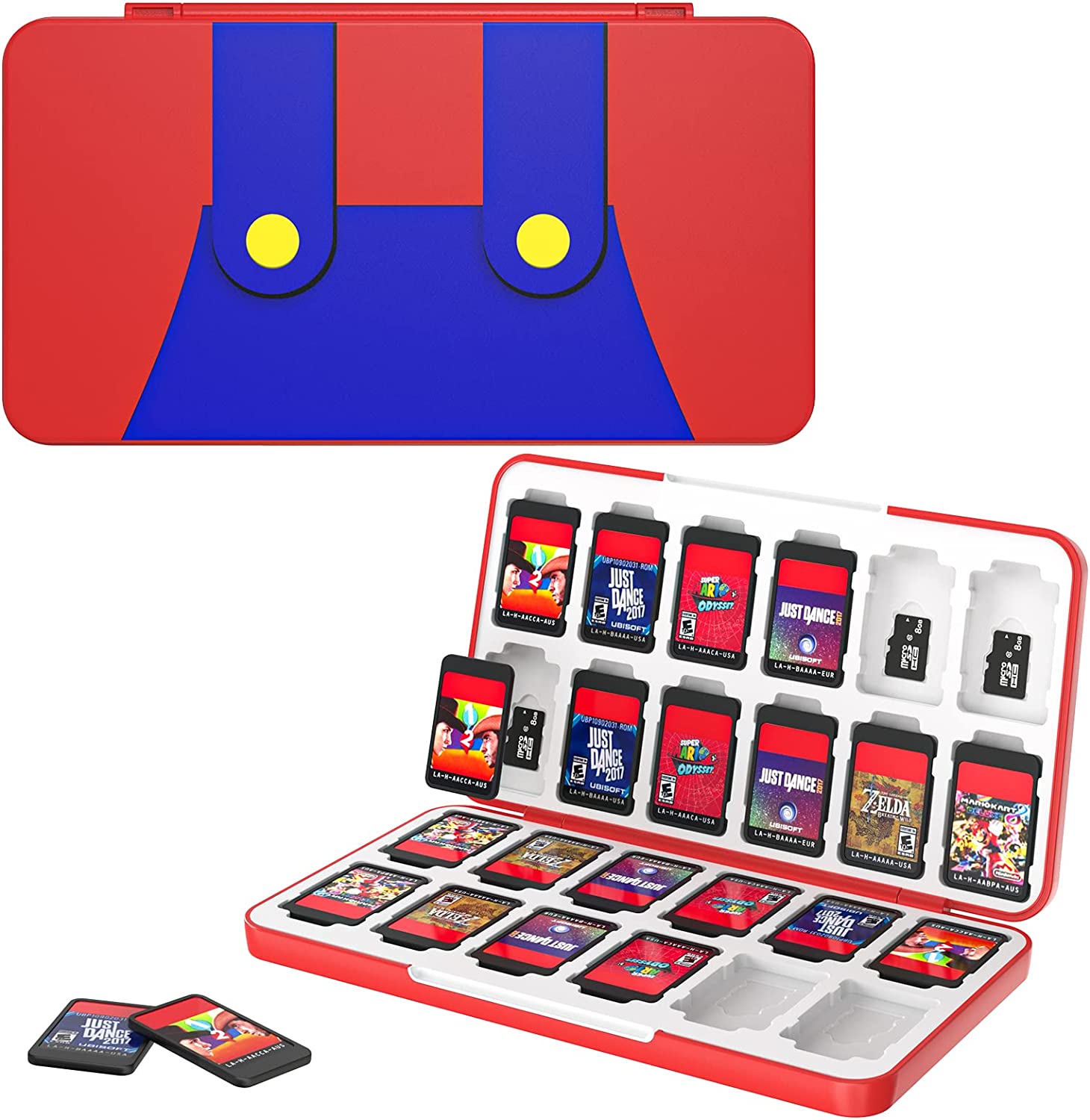 MoKo 24 Game Card Case Compatible with Nintendo Switch OLED 2021/Switch/Switch Lite, Switch Games Holder case for Switch Game Card & SD Card, Slim & Portable Game Card Storage Box, Black & White Game