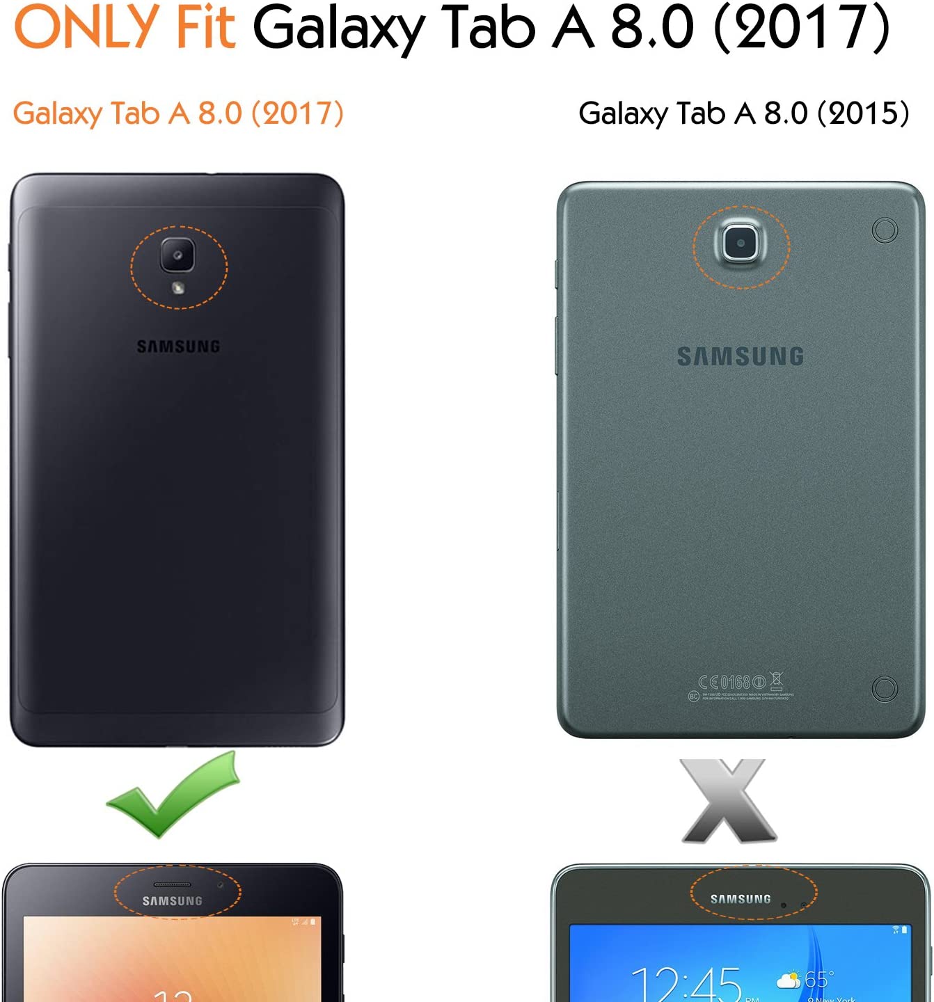 MoKo Samsung Galaxy Tab A 8.0 2017 Case - Slim Folding Stand Cover Case with Handle Strap for Galaxy Tab A 8.0 (SM-T380 / T385) 2017 Release (NOT FIT 2015 Tab A 8.0 SM-T350/P350), Black