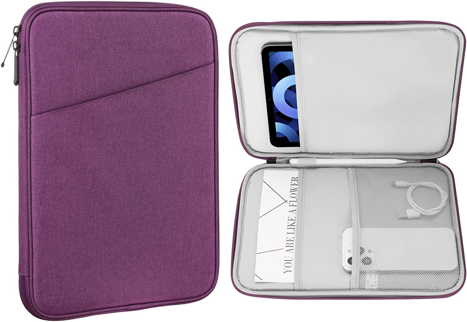 MoKo 8-9 Inch Tablet Sleeve, Fits iPad Mini 6 5/4/3/2/1, Galaxy Tab A7 Lite 8.7/Tab A 8.0/Tab A 8.4, Tab 8.0,Protective Sleeve Carrying Case with Slanted Pocket, Dark Gray