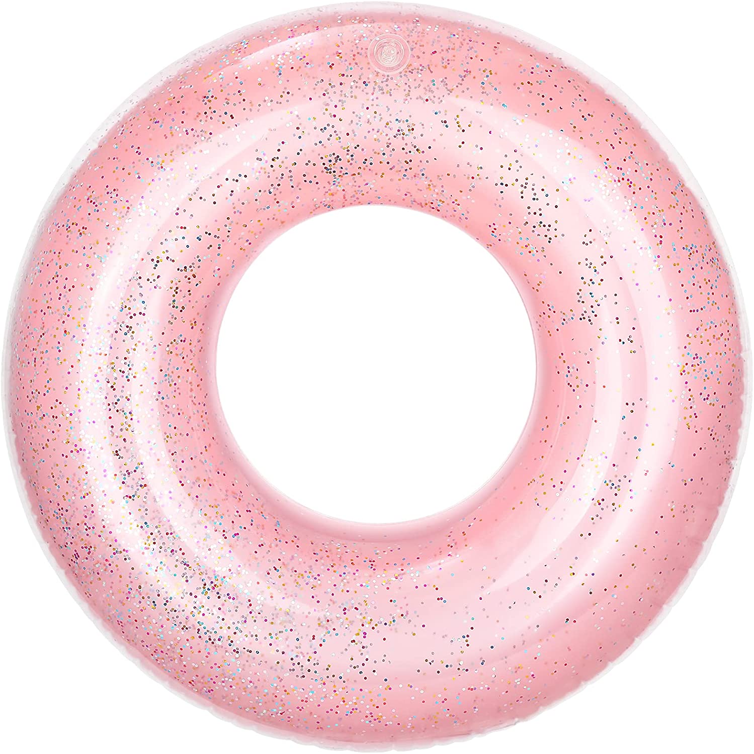 MoKo Swim Rings with Glitter, 90cm Diameter Inflatable Pool Float Swimming Pool Float Tube Round Shaped Swimming Tube Water Fun Beach Pool Toys for Summer Party for Kids Adults - Blue