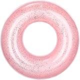 MoKo Swim Rings with Glitter, 90cm Diameter Inflatable Pool Float Swimming Pool Float Tube Round Shaped Swimming Tube Water Fun Beach Pool Toys for Summer Party for Kids Adults - Blue