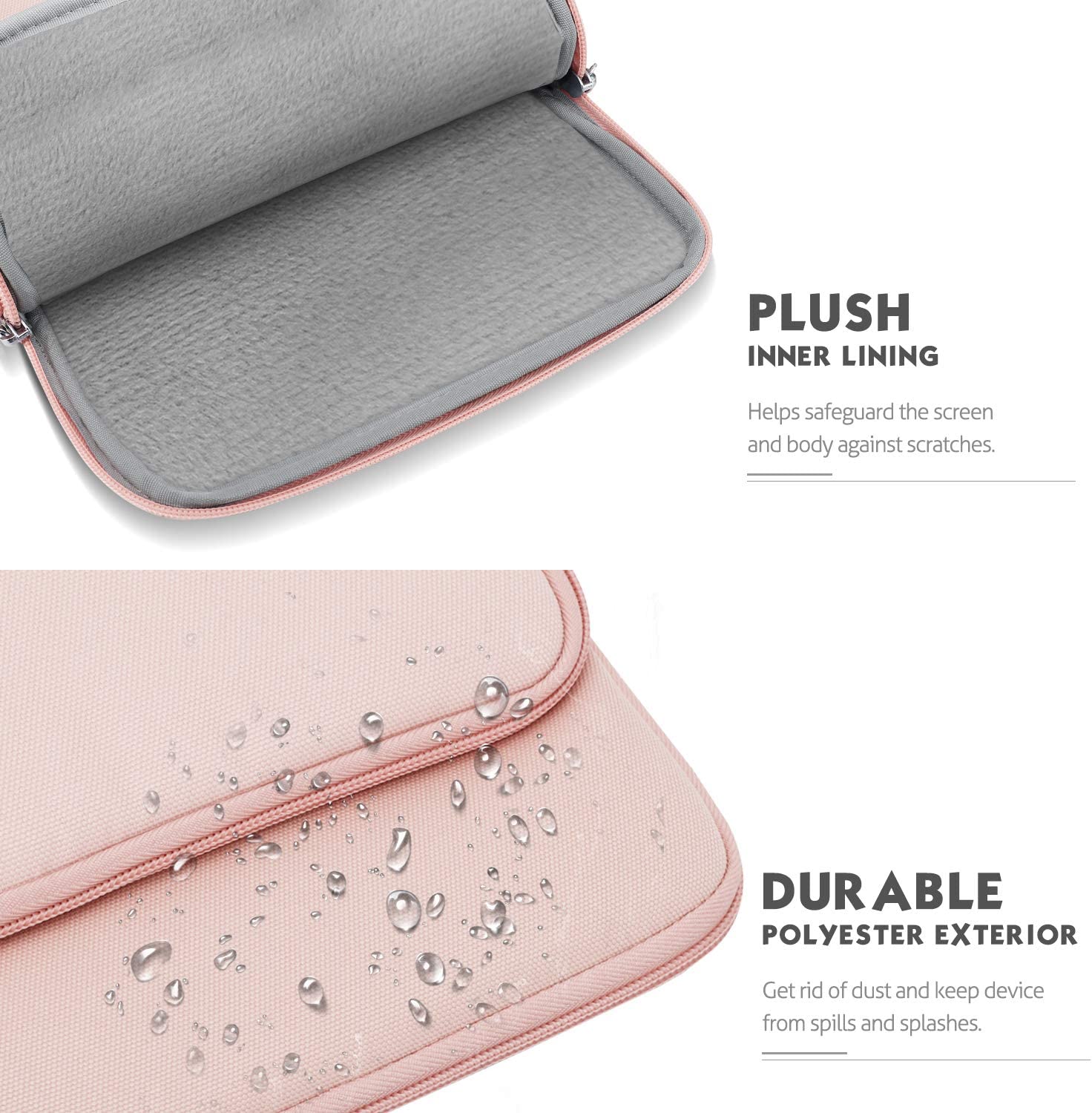 MoKo 12.9 Inch Tablet Sleeve Bag Carrying Case with Pockets Fits iPad Pro 12.9 2021/2020/2018,Surface Laptop Go 12.4",Galaxy Tab S8+ 12.4", Pink
