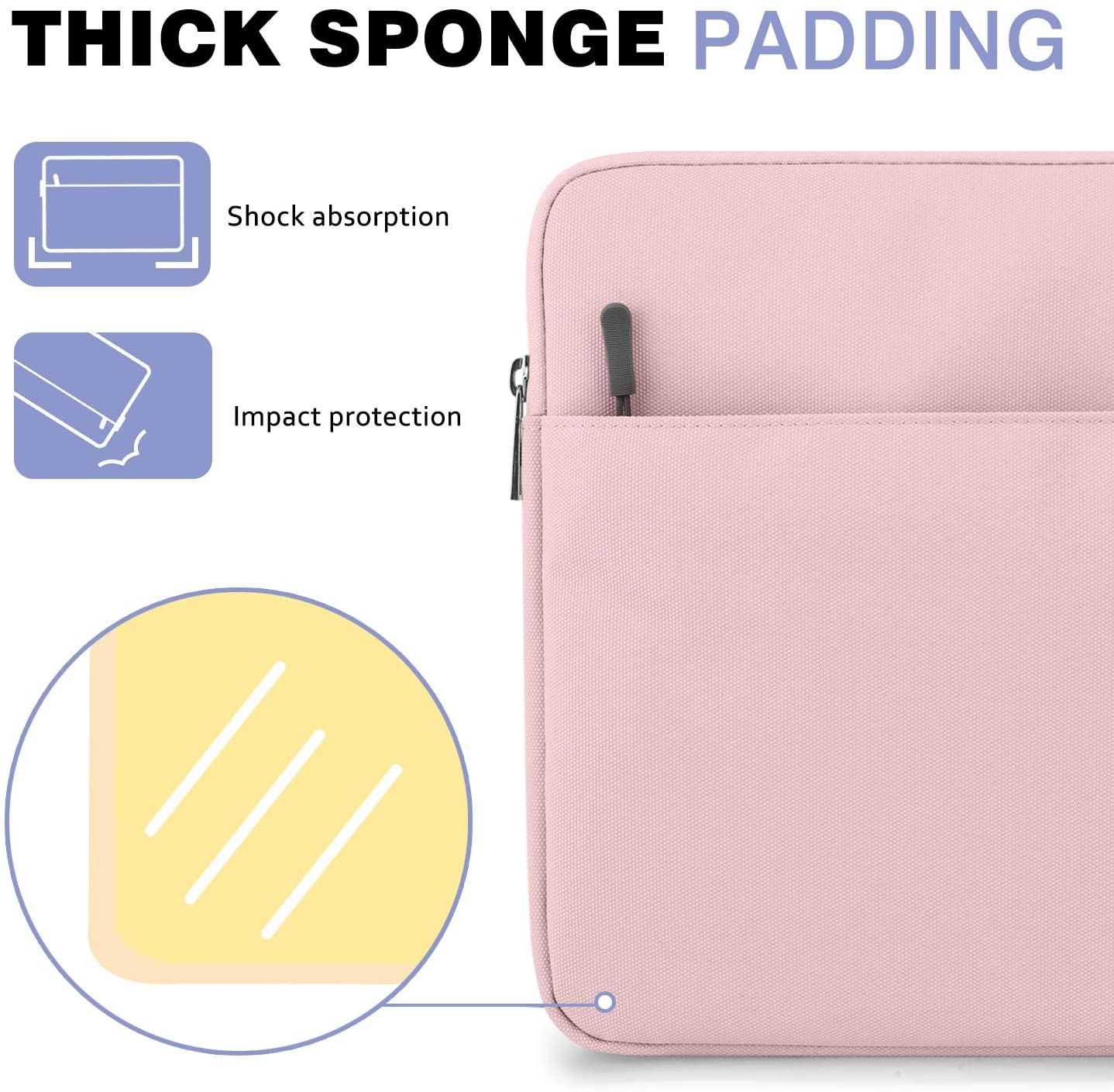 MoKo 13-13.3 Inch Laptop Sleeve Fits Tab S8+ 12.4", Surface pro 8 MacBook Pro M1 Pro/M1 Max 14.2 2021/Pro 13”, iPad Pro 12.9 2021/2020, Notebook Computer Case Cover Bag with Pocket, Pink