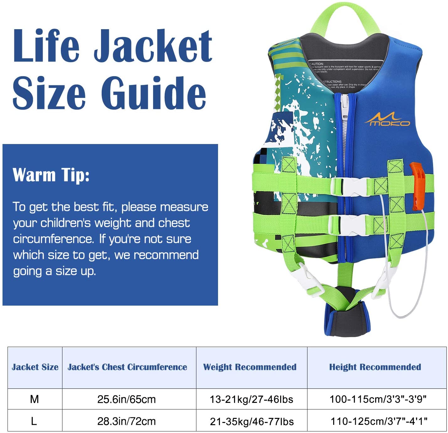 MoKo Swimming Vest for Kids, Children Swim Vests Water Activity Equipment Cute Pattern Watersports Swimming Device for Toddlers Boys Girls 50-90 lbs(L Size) 37-50 lbs (M Size)