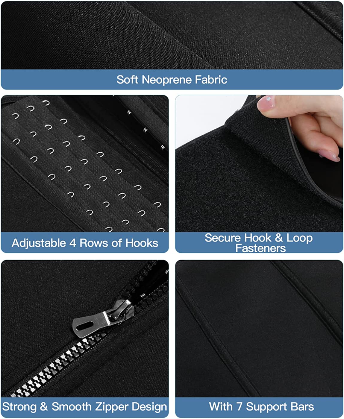 MoKo Sweat Waist Trainer for Women One Belts, Waist Trimmer Workout Corset Waist Trainer Cincher Trimmer Shaper Zipper