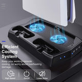 MoKo PS5 Cooling Stand with Charging Station and Suction Cooling Fan, Dual Controller Charging Station Compatible with Playstation 5 PS5 Console, Charging Dock Station with 14 Game Slots & 3 USB Ports
