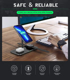 MoKo 3 in 1 Magnetic Wireless Charger Stand, 15W Aluminum Charger Dock Fast Charging Station Compatible with Magsafe iPhone 13/12/Pro/Pro Max/Apple Watch Series SE/7/6/5/4/3/2/AirPods 3/2/Pro