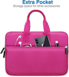MoKo 9-11 Inch Kids Tablet Sleeve, Portable Neoprene Zipper Carrying Sleeve Case Bag Fits iPad Air 4 10.9, iPad Air 3 10.5, iPad Pro 11/10.5 Inch Tablet Handle Bag with Accessory Pocket - Magenta