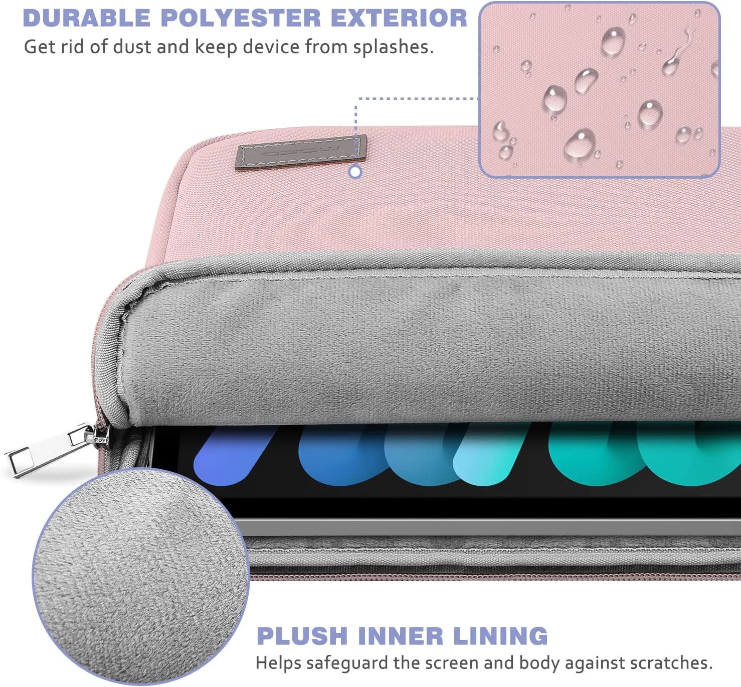 MoKo 7-8 Inch Tablet Sleeve Bag, Carrying Case Fit with iPad Mini 6/5/4/3/2, Samsung Galaxy Tab A7 Lite 8.7" / Tab A 8.0", New Fire 7, Pink