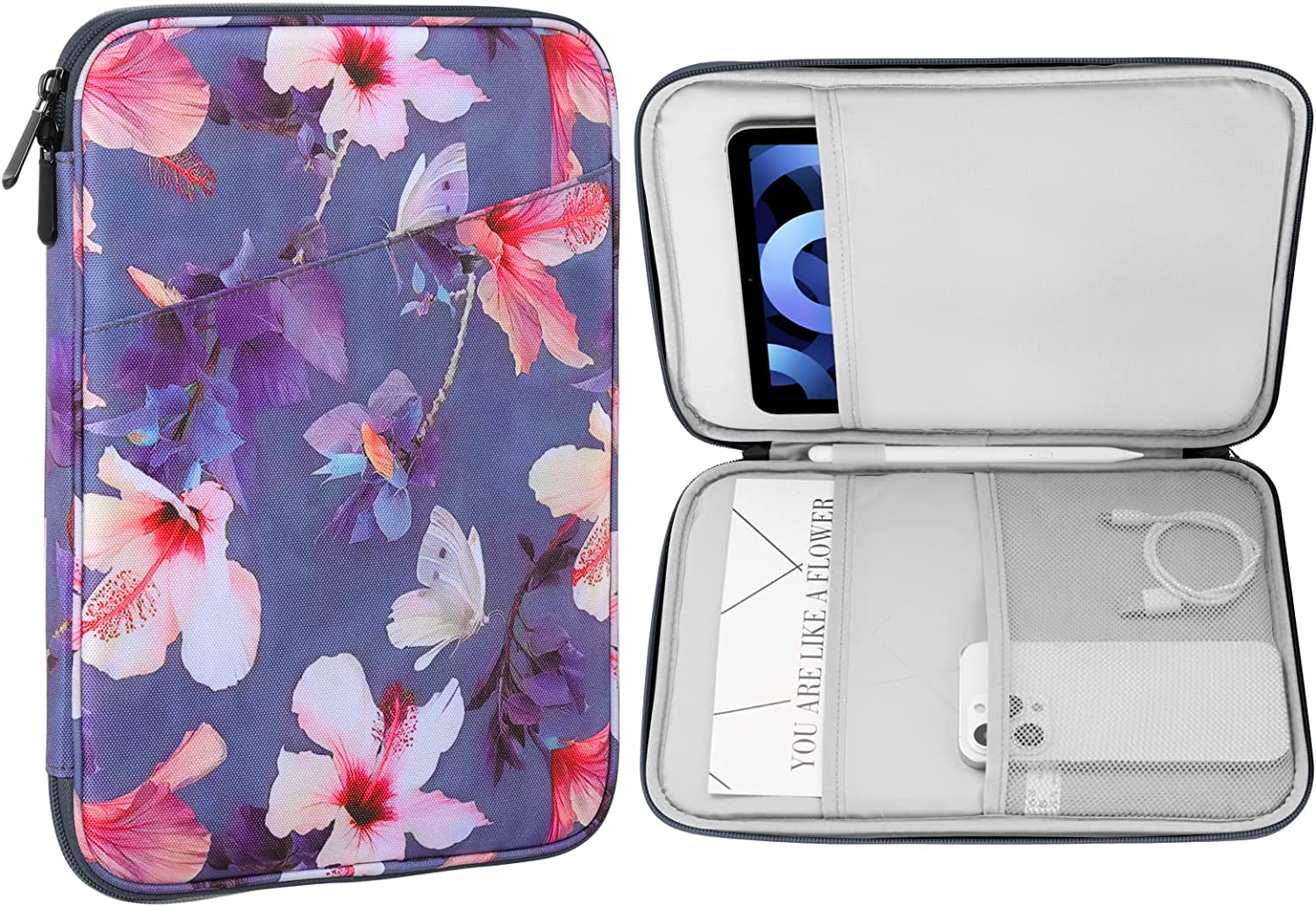 MoKo 8-9 Inch Tablet Sleeve, Fits iPad Mini 6 5/4/3/2/1, Galaxy Tab A7 Lite 8.7/Tab A 8.0/Tab A 8.4, Tab 8.0,Protective Sleeve Carrying Case with Slanted Pocket, Pink