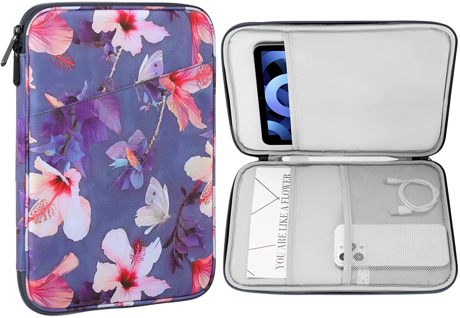 MoKo 8-9 Inch Tablet Sleeve, Fits iPad Mini 6 5/4/3/2/1, Galaxy Tab A7 Lite 8.7/Tab A 8.0/Tab A 8.4, Tab 8.0,Protective Sleeve Carrying Case with Slanted Pocket, Dark Gray