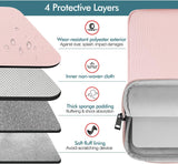 MoKo 9-11 Inch Tablet Sleeve Bag Carrying Case Fit iPad air 5 10.9" 2022, iPad Pro 11 2021-2018, iPad 9/8/7th Gen 10.2, iPad Air 4 10.9, iPad Air 3 10.5, iPad 9.7, Tab S8/S7/A7 Lite/Tab A 10.1, Pink