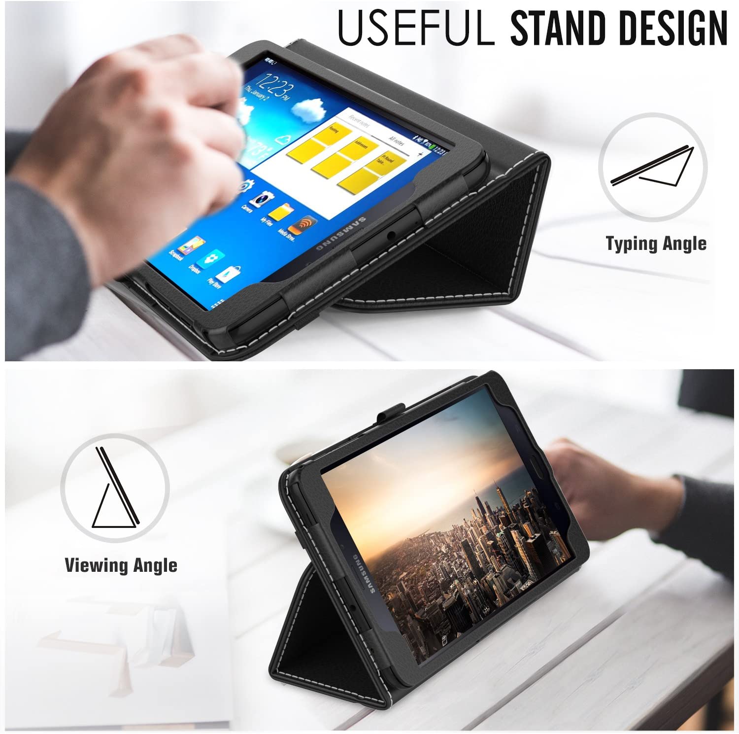 MoKo Samsung Galaxy Tab A 8.0 2017 Case - Slim Folding Stand Cover Case with Handle Strap for Galaxy Tab A 8.0 (SM-T380 / T385) 2017 Release (NOT FIT 2015 Tab A 8.0 SM-T350/P350), Black