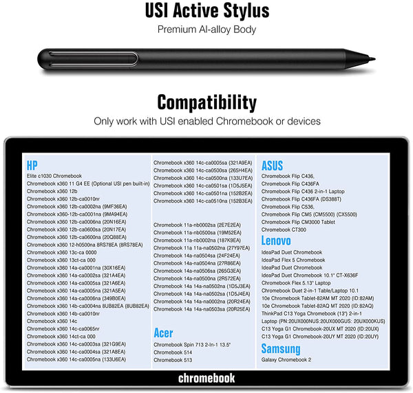 MoKo USI Stylus Pen for Chromebook with 4096 Levels Pressure, Palm