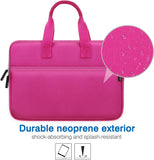 MoKo 9-11 Inch Kids Tablet Sleeve, Portable Neoprene Zipper Carrying Sleeve Case Bag Fits iPad Air 4 10.9, iPad Air 3 10.5, iPad Pro 11/10.5 Inch Tablet Handle Bag with Accessory Pocket - Magenta