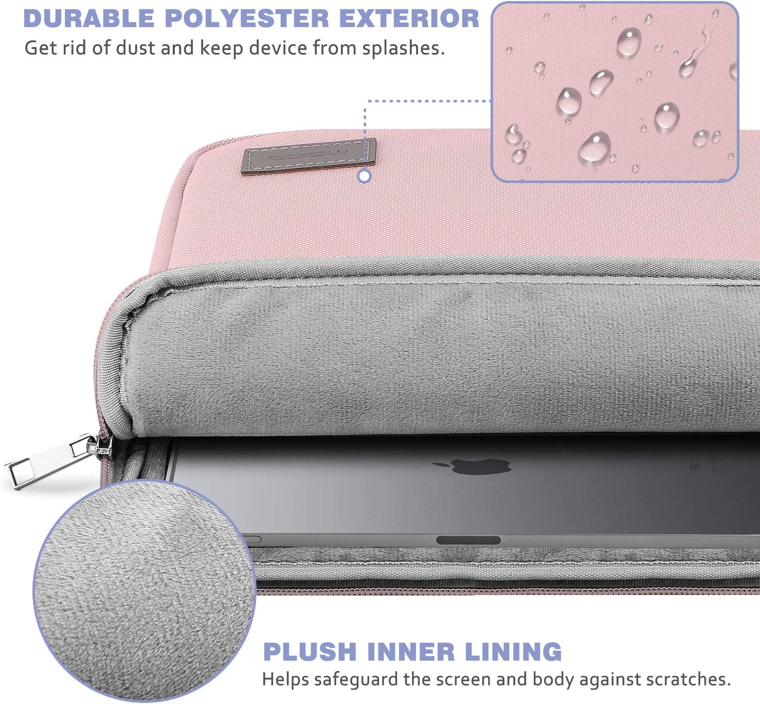 MoKo 11 Inch Tablet Sleeve Bag Carrying Case Fits iPad air 5 10.9 inch 2022, iPad Pro 11 2021-2018, iPad 9/8/7th Gen 10.2, iPad Air 4 10.9/Air 3 10.5, Tab S8 11"/Tab A 10.1, Tab S6, Pink