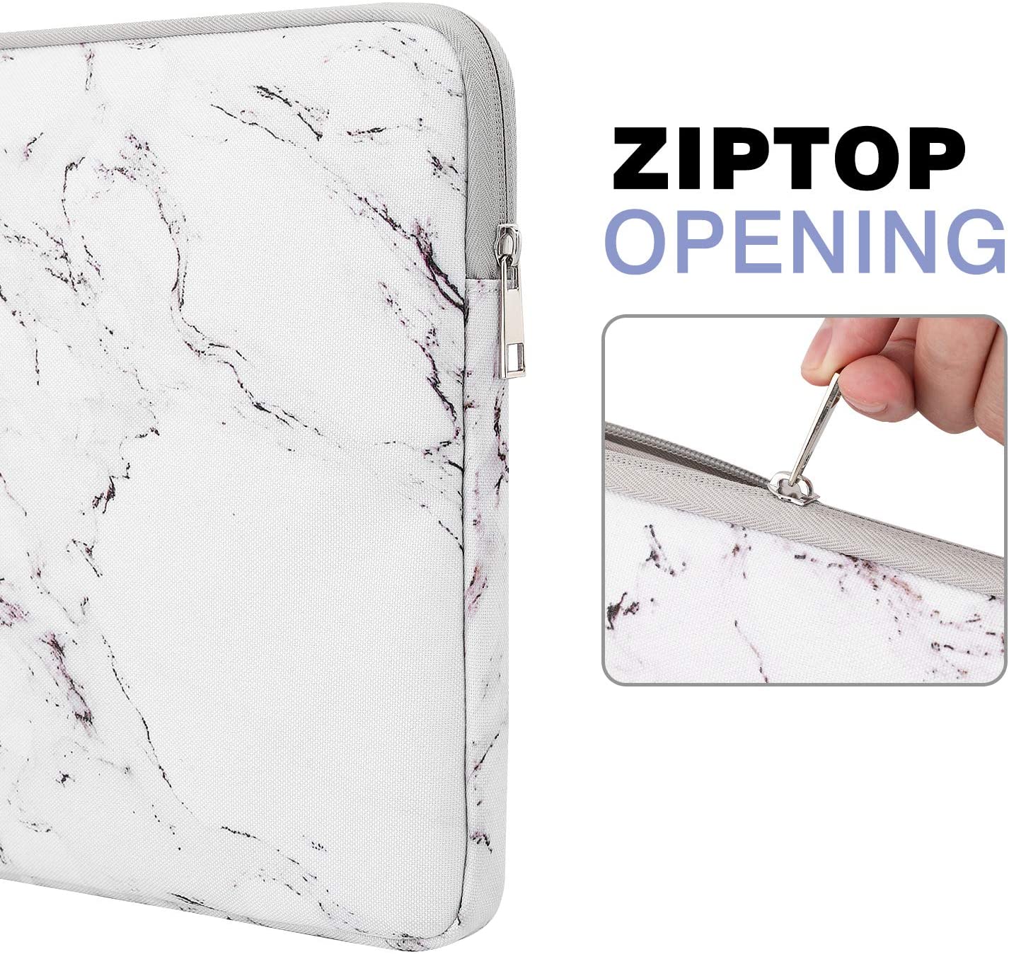 MoKo 13-13.3 Inch Laptop Sleeve Fits Tab S8+ 12.4", Surface pro 8 MacBook Pro M1 Pro/M1 Max 14.2 2021/Pro 13”, iPad Pro 12.9 2021/2020, Notebook Computer Case Cover Bag with Pocket, Marble