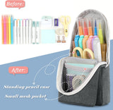 MoKo Standing Pencil Case, Spacious Pen Holder Polyester Stand Up Pencil Pouch Stationery Organizer School Supplies Storage with Zipper for School Office College Teen Student, Gray