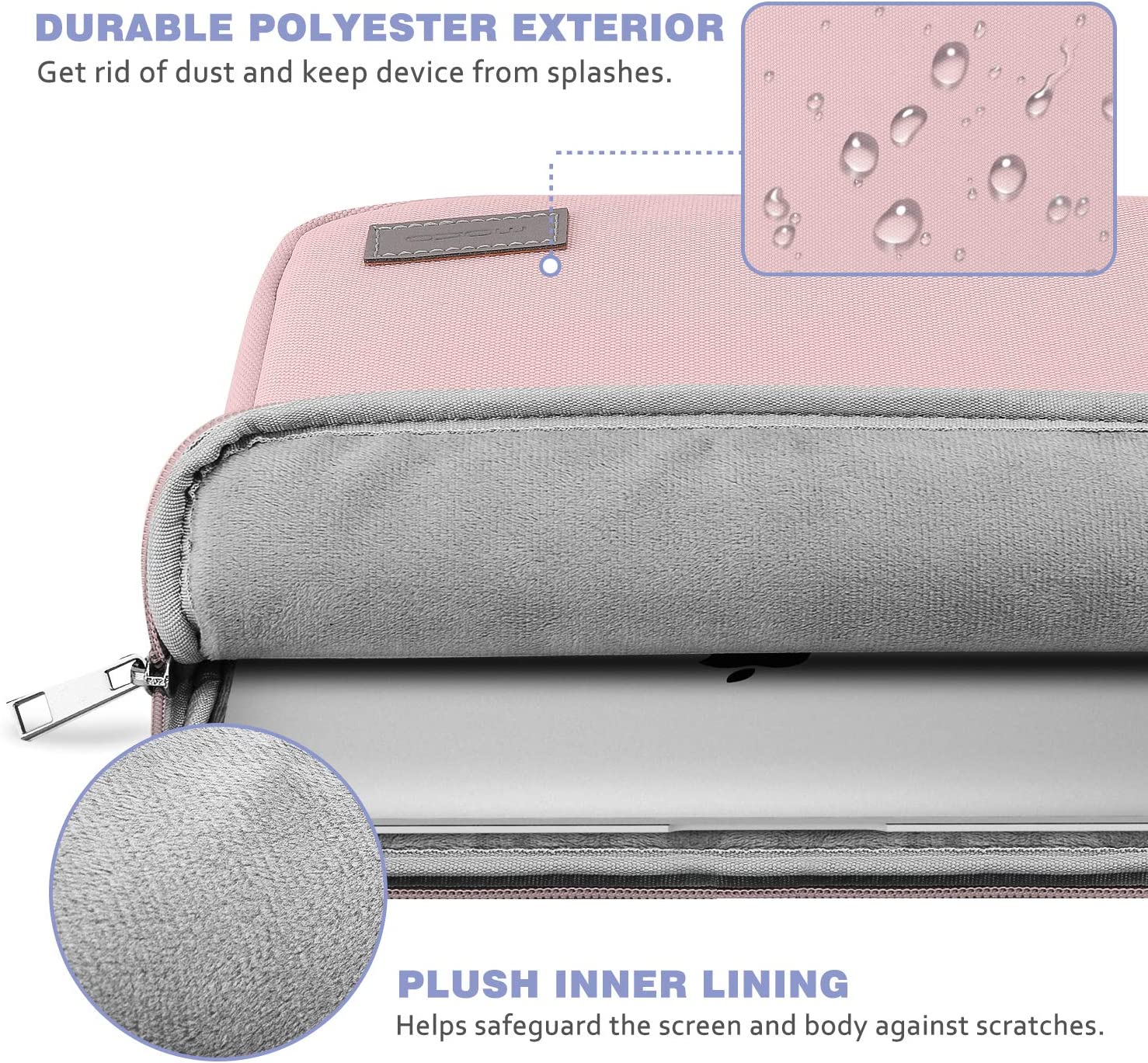 MoKo 13-13.3 Inch Laptop Sleeve Fits Tab S8+ 12.4", Surface pro 8 MacBook Pro M1 Pro/M1 Max 14.2 2021/Pro 13”, iPad Pro 12.9 2021/2020, Notebook Computer Case Cover Bag with Pocket, Pink