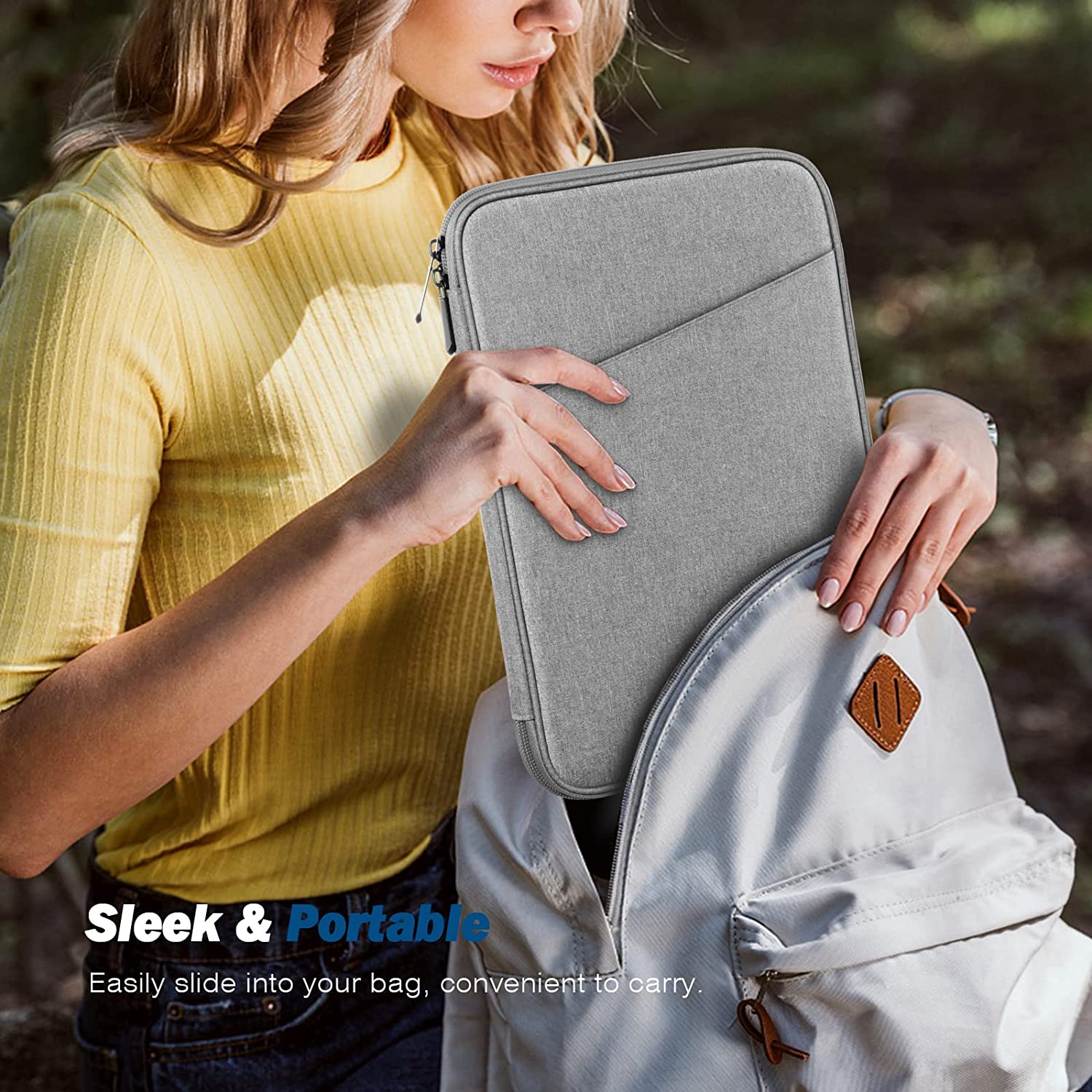 MoKo 9-11 Inch Tablet Sleeve Case, Fits iPad air 5 10.9" 2022, iPad Pro 11 2021-2018, iPad 10.2 2021-2019, iPad Air 4 10.9, Tab S8/A7, Protective Bag Carrying Case with Pocket, Light Gray