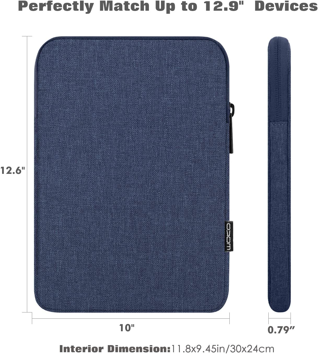 MoKo 12.9 Inch Laptop Sleeve Case Fits Tab S8+ 12.4", iPad Pro 12.9 2021-2018, iPad Pro 12.9 2017/2015, Surface Laptop Go 12.4", Polyester Bag Fit with Apple Pencil and Smart Keyboard