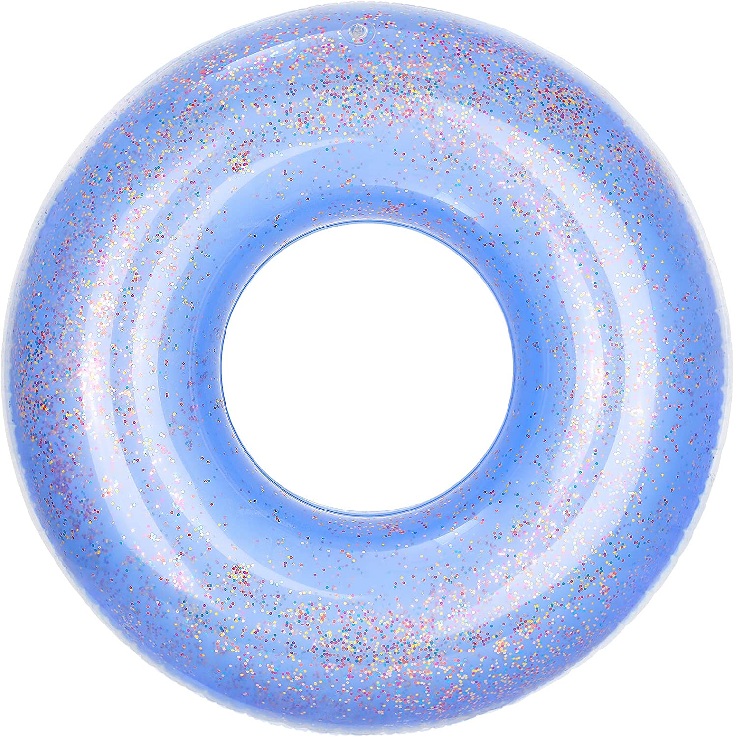 MoKo Swim Rings with Glitter, 90cm Diameter Inflatable Pool Float Swimming Pool Float Tube Round Shaped Swimming Tube Water Fun Beach Pool Toys for Summer Party for Kids Adults - Blue