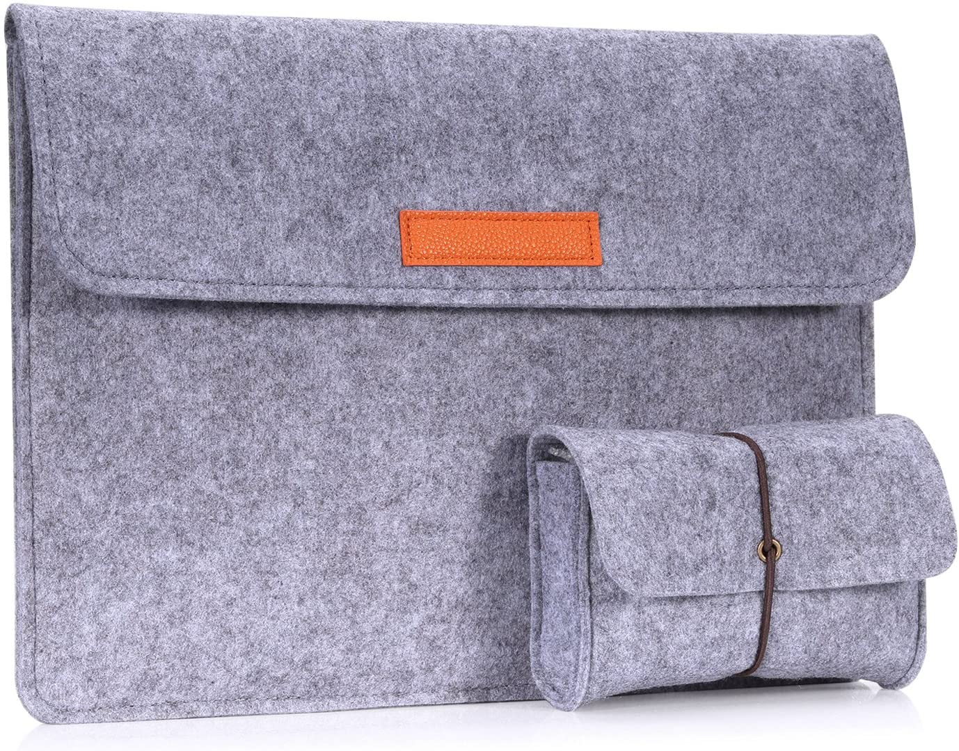 MoKo 13-13.3 Inch Laptop Sleeve Case Fits Tab S8+ 12.4", MacBook Pro M1 Pro/M1 Max 14.2 2021, MacBook Pro 13", iPad Pro 12.9 2021/2020, Computer with Small Felt Accessory Bag, Light Gray