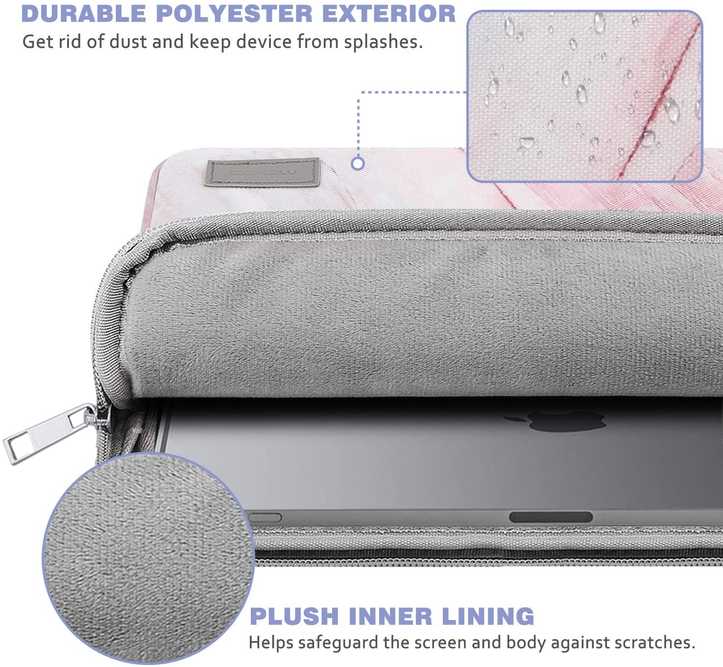 MoKo 11 Inch Tablet Sleeve Bag Carrying Case Fits iPad air 5 10.9 inch 2022, iPad Pro 11 2021-2018, iPad 9/8/7th Gen 10.2, iPad Air 4 10.9/Air 3 10.5, Tab S8 11"/Tab A 10.1, Tab S6, Pink Gray Marble