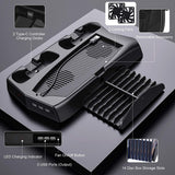 MoKo PS5 Cooling Stand with Charging Station and Suction Cooling Fan, Dual Controller Charging Station Compatible with Playstation 5 PS5 Console, Charging Dock Station with 14 Game Slots & 3 USB Ports