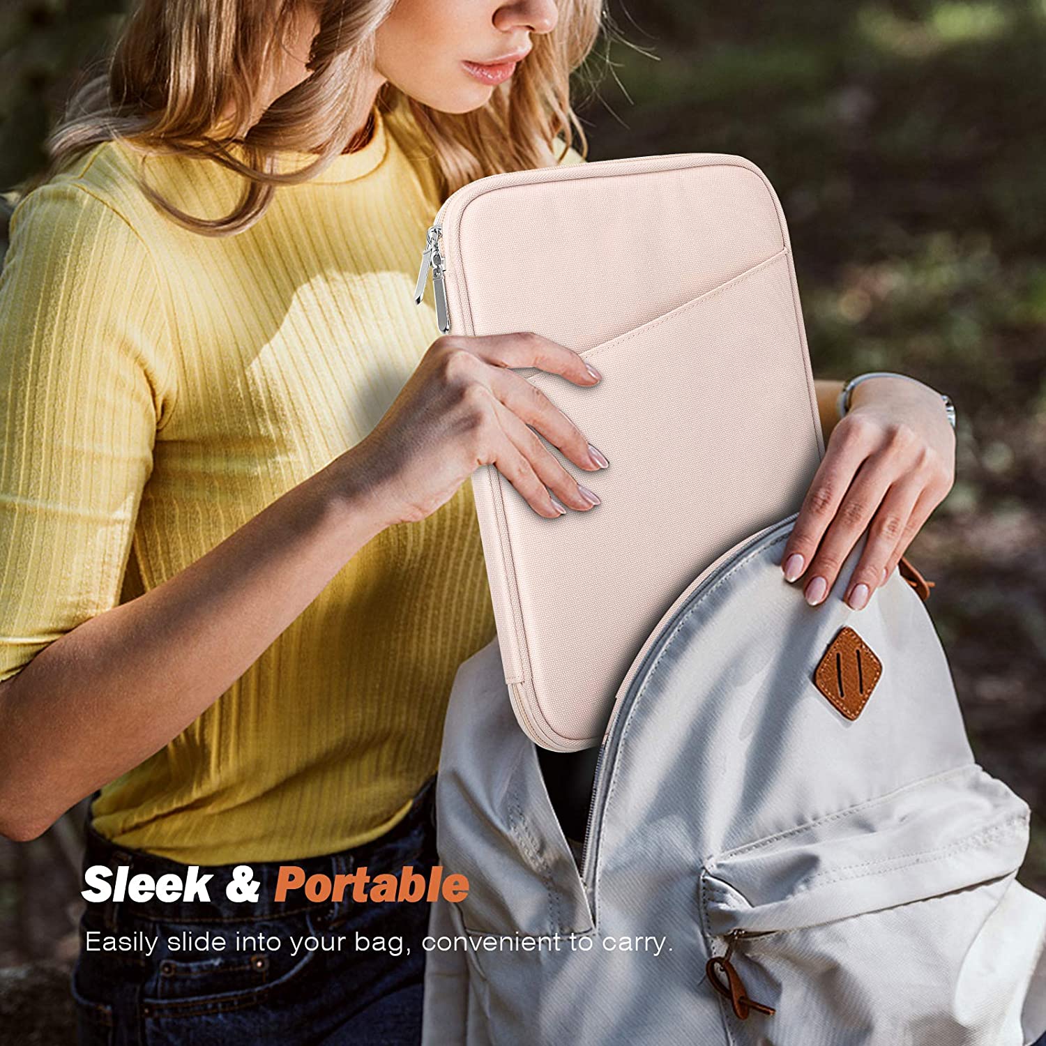 MoKo 9-11 Inch Tablet Sleeve Case, Fits iPad air 5 10.9" 2022, iPad Pro 11 2021-2018, iPad 10.2 2021-2019, iPad Air 4 10.9, Tab S8/A7, Protective Bag Carrying Case with Pocket, Pink