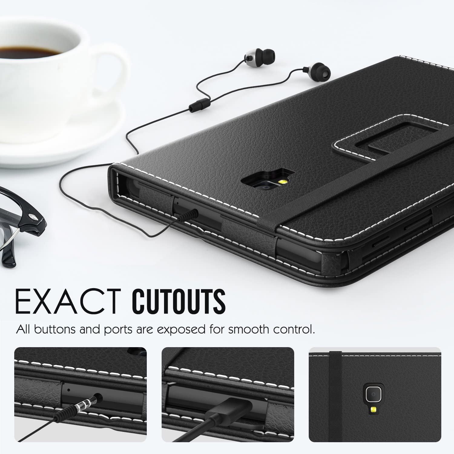 MoKo Samsung Galaxy Tab A 8.0 2017 Case - Slim Folding Stand Cover Case with Handle Strap for Galaxy Tab A 8.0 (SM-T380 / T385) 2017 Release (NOT FIT 2015 Tab A 8.0 SM-T350/P350), Black