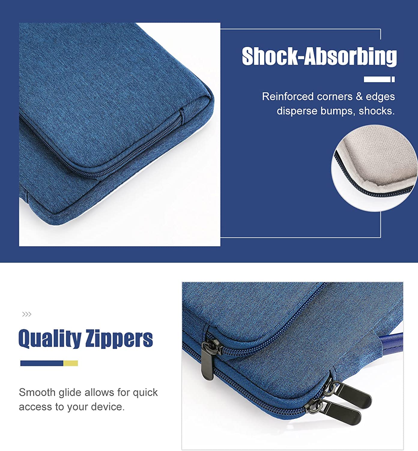 MoKo 9-11 Inch Tablet Sleeve Bag Carrying Case with Retractable Handle Fits iPad air 5 10.9" 2022, iPad Pro 11 2021-2018, iPad 9/8/7th Gen 10.2, Tab A 10.1/Tab S8+ 12.4", Indigo