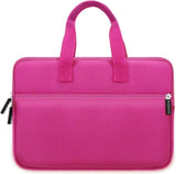MoKo 9-11 Inch Kids Tablet Sleeve, Portable Neoprene Zipper Carrying Sleeve Case Bag Fits iPad Air 4 10.9, iPad Air 3 10.5, iPad Pro 11/10.5 Inch Tablet Handle Bag with Accessory Pocket - Magenta