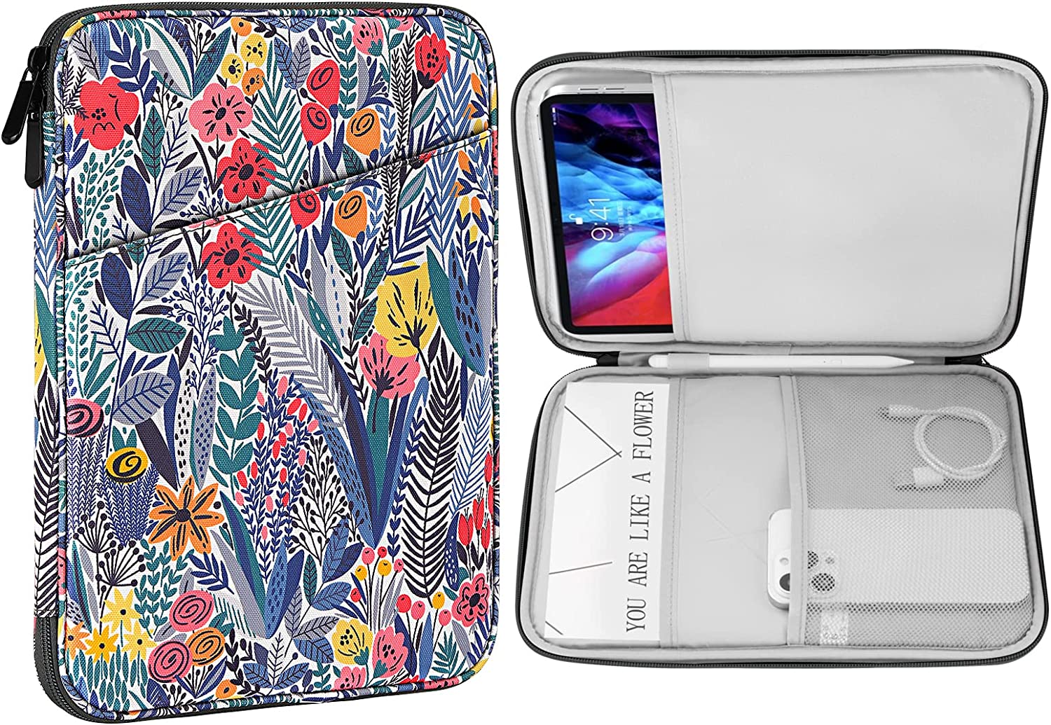 MoKo 9-11 Inch Tablet Sleeve Case, Fits iPad air 5 10.9" 2022, iPad Pro 11 2021-2018, iPad 10.2 2021-2019, iPad Air 4 10.9, Tab S8/A7, Protective Bag Carrying Case with Pocket, Mint Green
