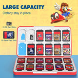 MoKo 24 Game Card Case Compatible with Nintendo Switch OLED 2021/Switch/Switch Lite, Switch Games Holder case for Switch Game Card & SD Card, Slim & Portable Game Card Storage Box, Mario Red