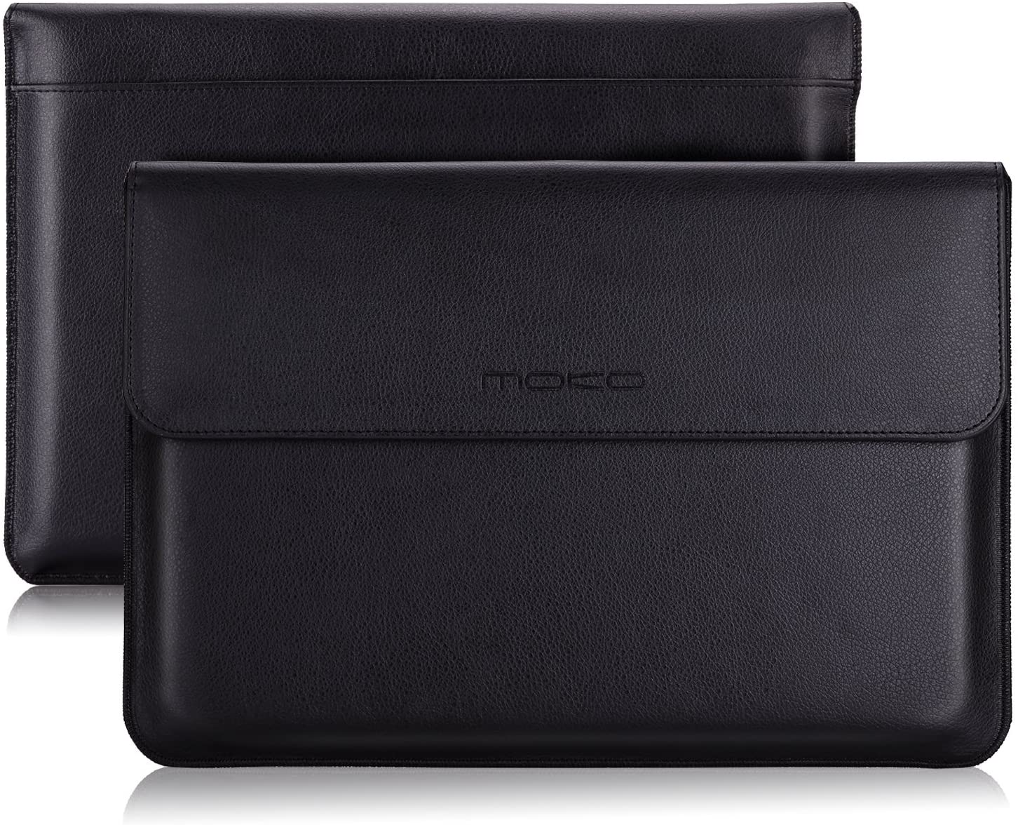 MoKo 12.9 Inch Tablet Sleeve Case, Protective PU Leather Bag Fit Tab S8+ 12.4"/Ultra 14.6", iPad Pro 12.9 3rd/4th Gen 2018-2020, iPad Pro 12.9 2021-2018, with Built-in Card Slot Document Pocket,Black