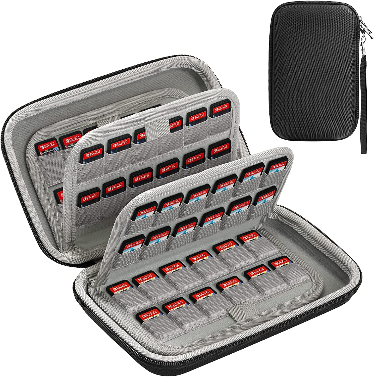 MoKo 128 Switch Game Holders Storage Case for 96 Nintendo Switch/OELD Games or PS Vita Game and 32 Nintendo 3DS 2DS DS Game Cartridges, Switch Game Card Storage Case Cartridge Holder, Black